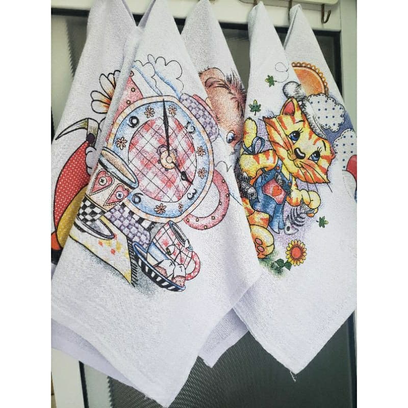 Kit de pano de prato estampado, premium, pé de galinha. Pano de prato personalizado. Pano de cozinha pintado.