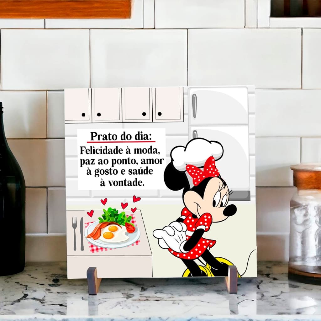 Azulejo decorativo para cozinha Minnie vermelha