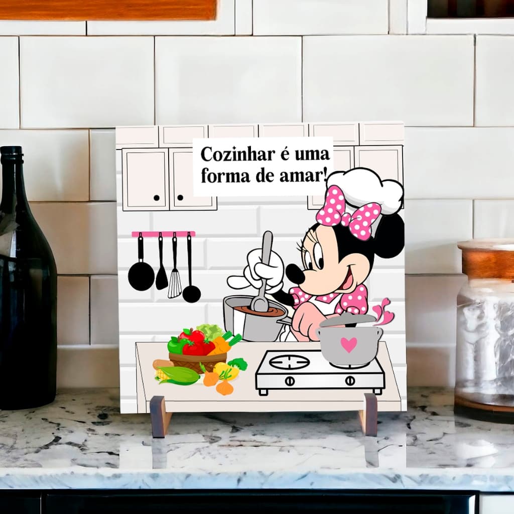 Azulejo decorativo para cozinha Minnie rosa