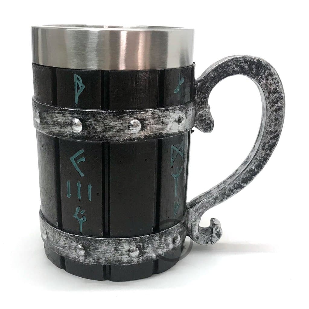 Caneca Nórdica Viking C/ Runas 600 Ml Cor Marrom Viking Runas