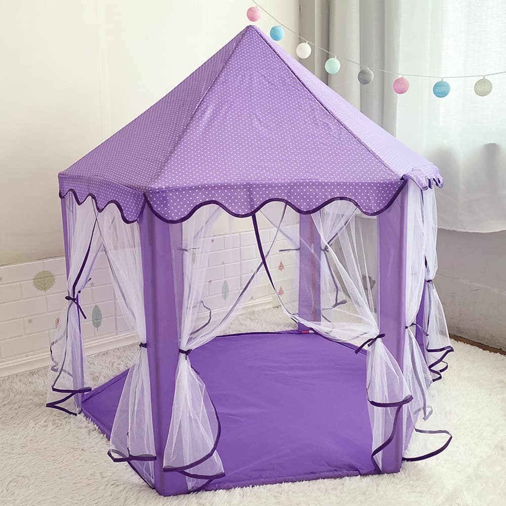 Tenda infantil castelo de princesa roxa transportável grande divertidade aventura e imaginação casinha infantil