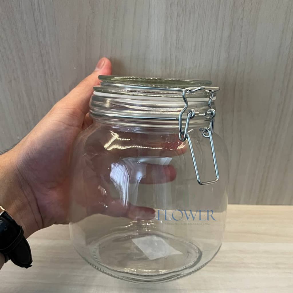 Pote Vidro Tampa Hermético Porta Condimentos 1.100mL Doce Geleia Cozinha