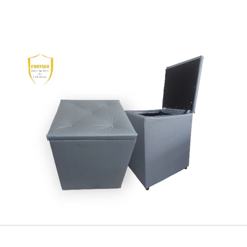 Puff Bau Quadrado Organizador Decorativo