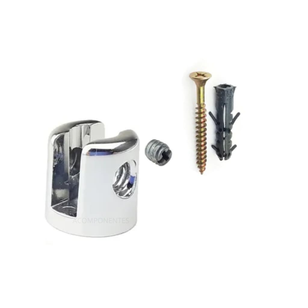 4 Und - Suporte Fenda Vidro Zamac Ferro Cromado 4mm ou 6mm/8mm/10mm Com Parafuso e Bucha