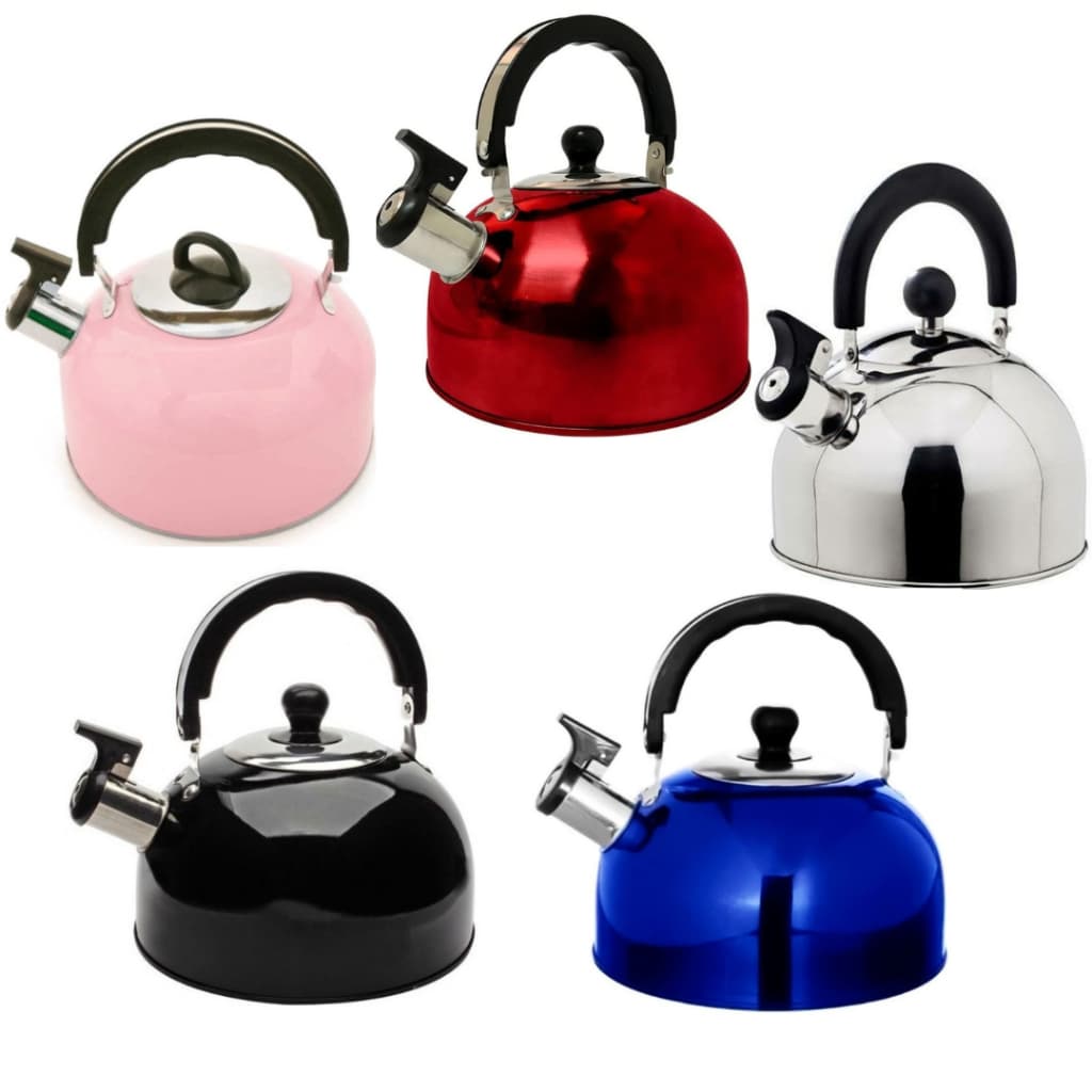 Chaleira Aço Inox Alça Térmica Com Apito 2 Litros Para Ferver Leite Água Café Chá
