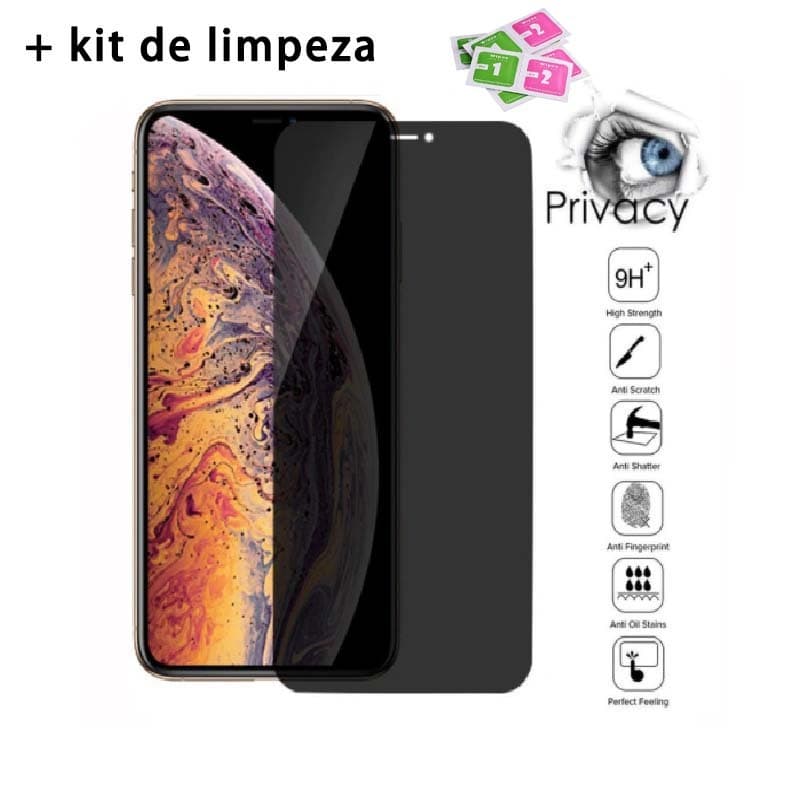 Película de vidro 3D Privativa Anti Spy Para IPhone  7 8 XS XR 11 12 13 14 15Pro Max