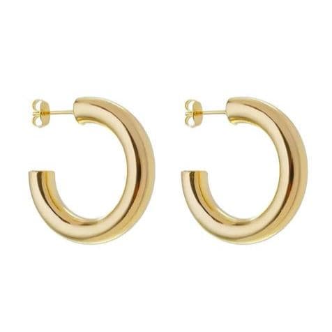 Brinco Argola Lisa tubo semijoia de luxo banhada à ouro18k
