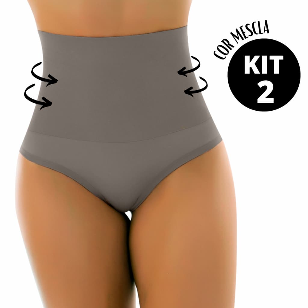 Kit 2 Cinta Modeladora Cós Super Alto Mescla Confortável Firme Segura Barriga Adulto Feminina