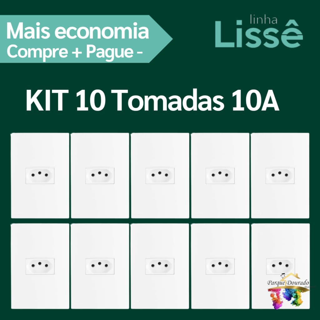Kit 10 Tomadas 10A - Linha Lissê Apoio