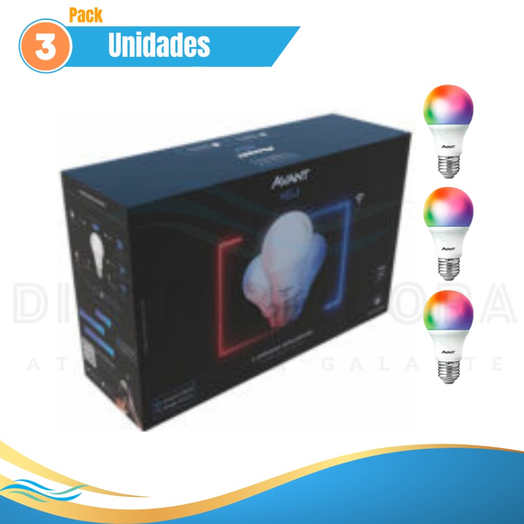 Kit 3 Lampada Pera Led Inteligente Smart 10W RGB Wi-Fi Alexa Echo Google Home Neo Avant