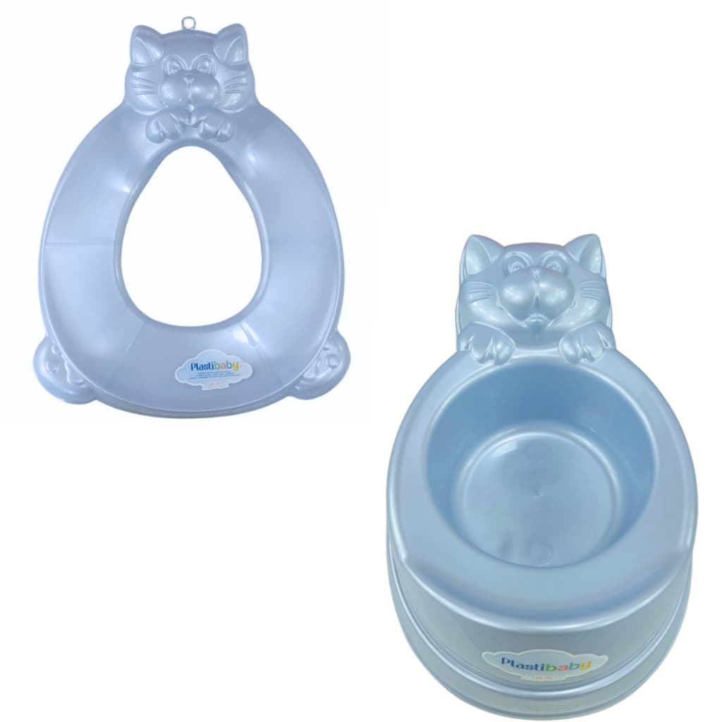 Conjunto Desfralde Troninho Penico Assento Vaso Redutor Sanitário Bebê Infantil Plastibaby