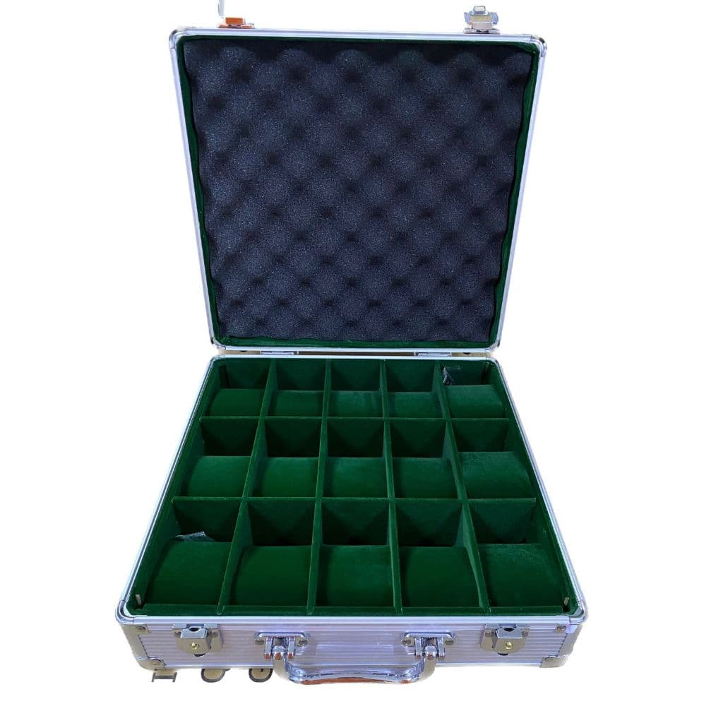 Maleta de aluminio para relogio de pulso 15 lugares verde