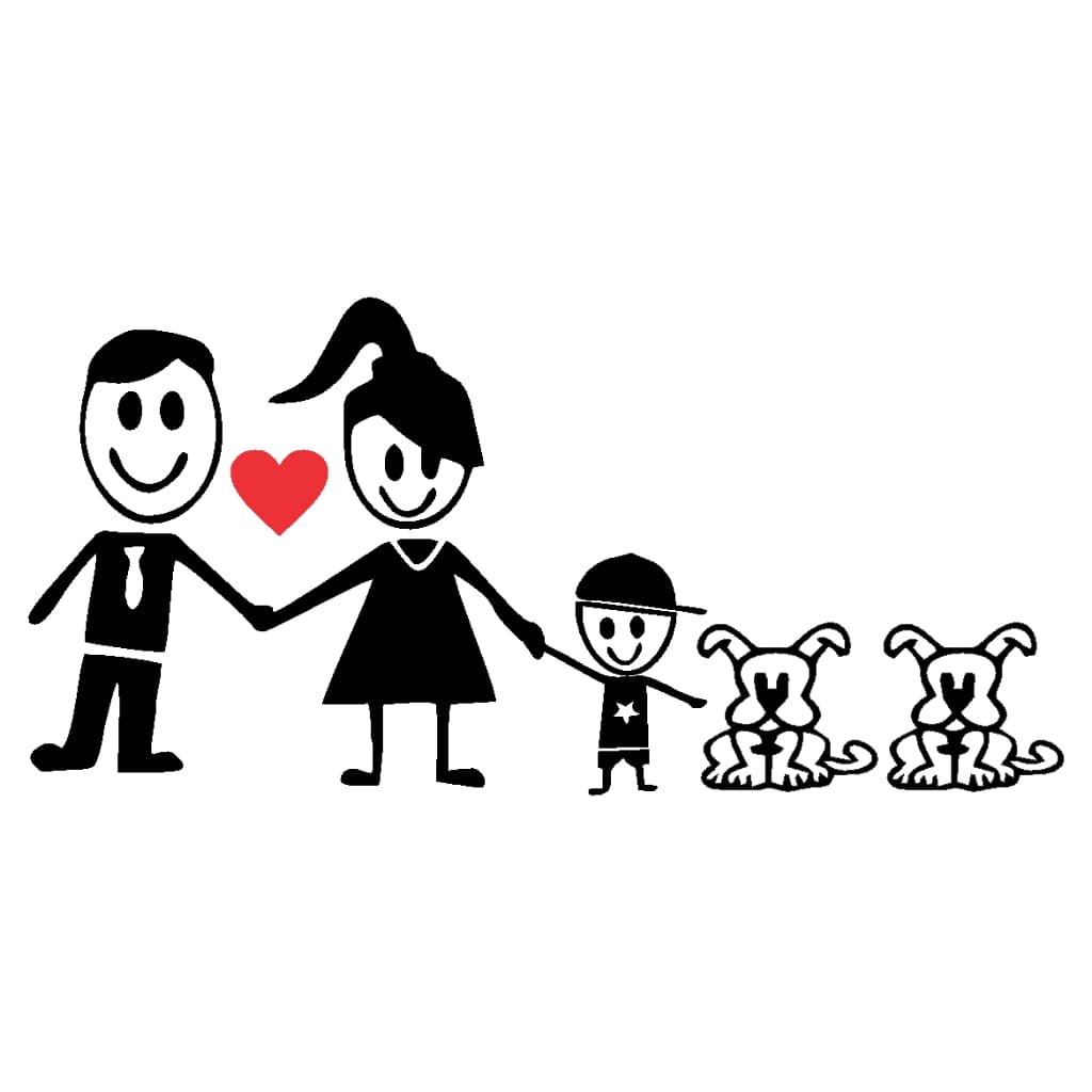 Adesivo Família Feliz - Casal - Filha - 2 Cachorros