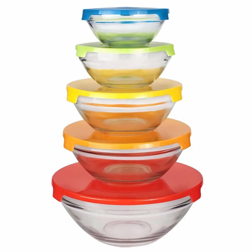 Conjunto Tigela de Vidro Bowl Marmita 5 Peças Herméticos