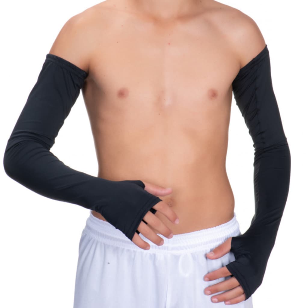 Par Manguito com Dedo UnissexProteção UV50+ Fitness Academia esportes ciclismo motociclismo até a mão