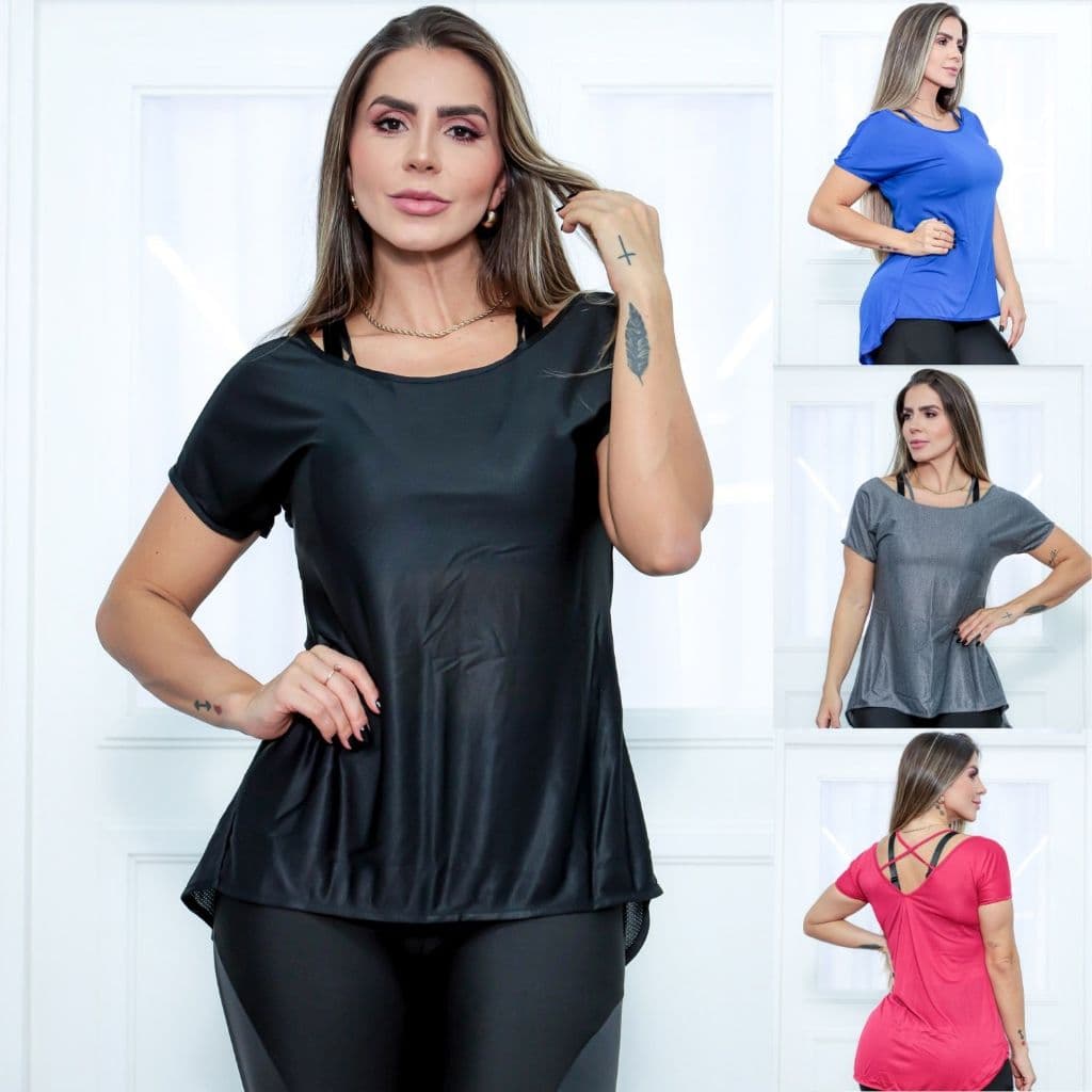 Blusa Mullet Fitness para Academia com Manguinhas em Dry Fit Secagem Rápida Fresco - Pronta Entrega