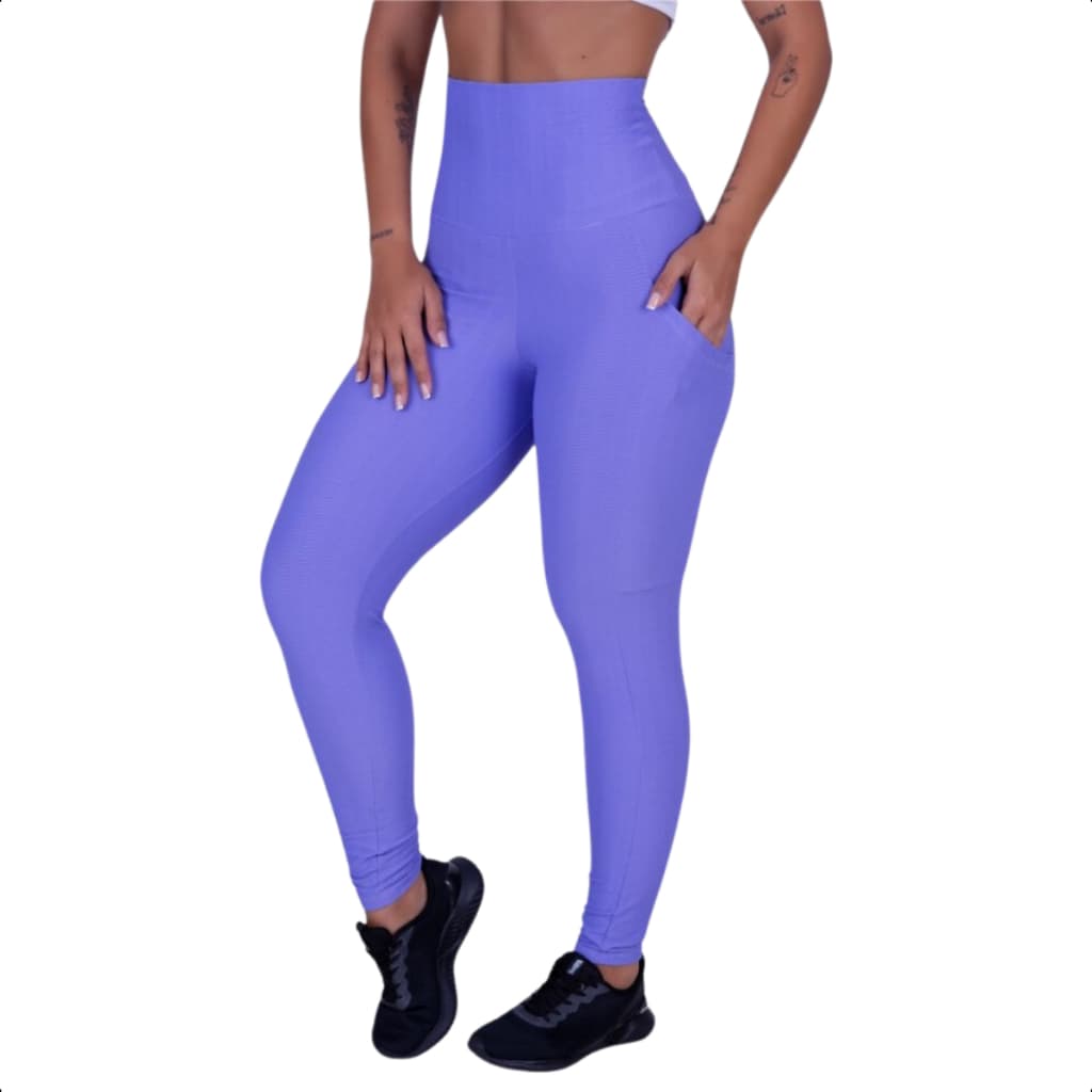 Calça Legging Academia Cintura Alta Fitness Grossa Bolso Lateral Fitness Poliamida