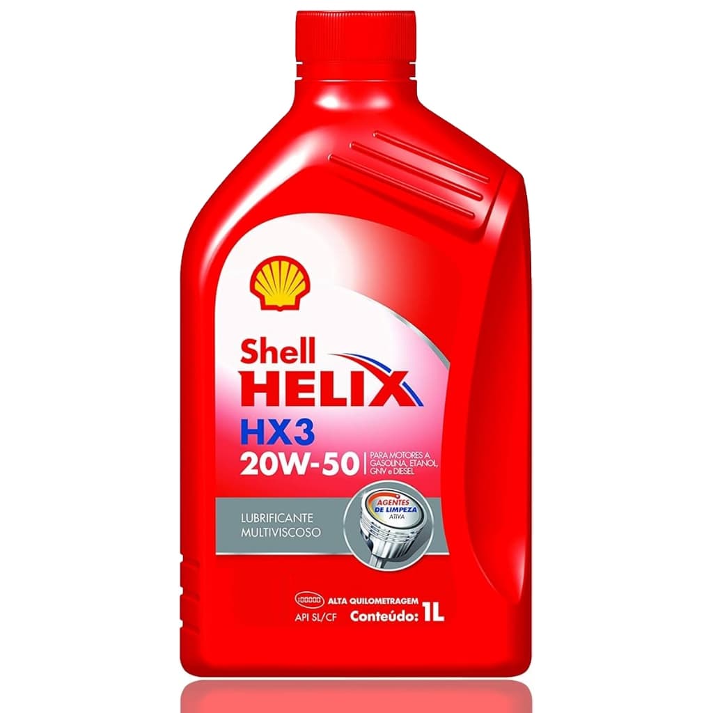 Óleo De Motor Shell Hx3 20W50 Lubrificante Multiviscoso Para Alta Quilometragem - 1 Litro