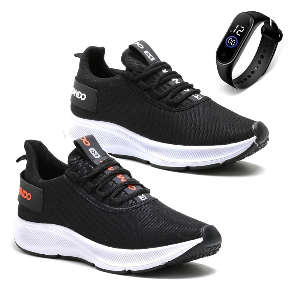 Kit 2 Pares Tênis Masculino Para Academia + Relógio