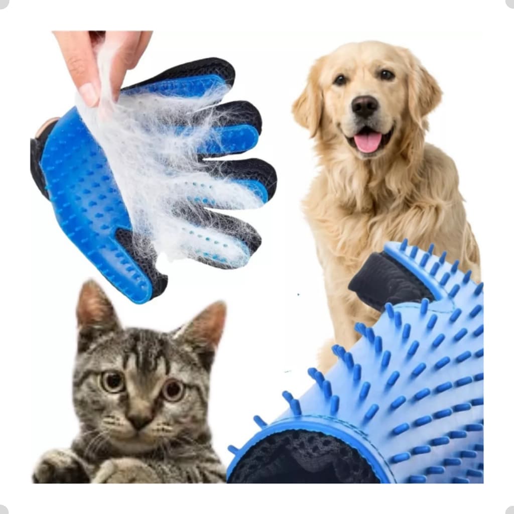 Luva Tira Pelos Pet Nano Magnética Cães e Gatos Escova Rasqueadeira