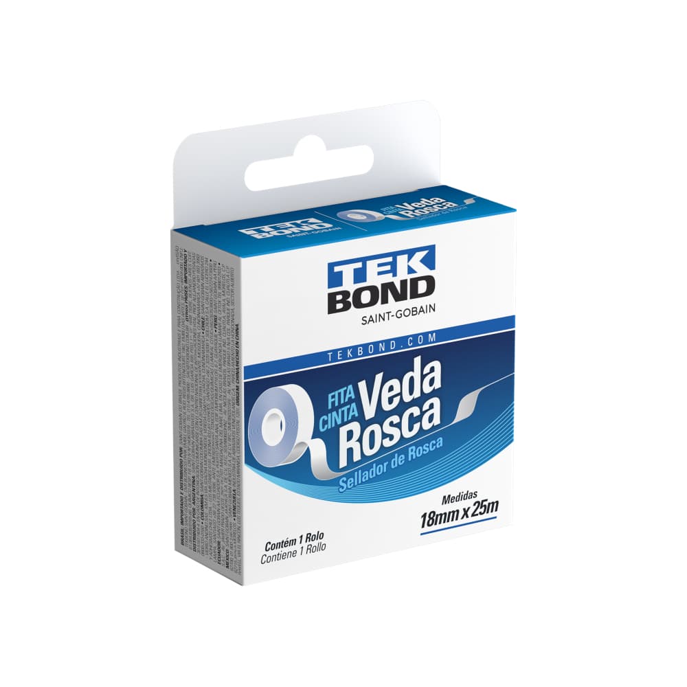 Fita Veda Rosca Veda Juntas Resistência 18mm X 25m Tekbond