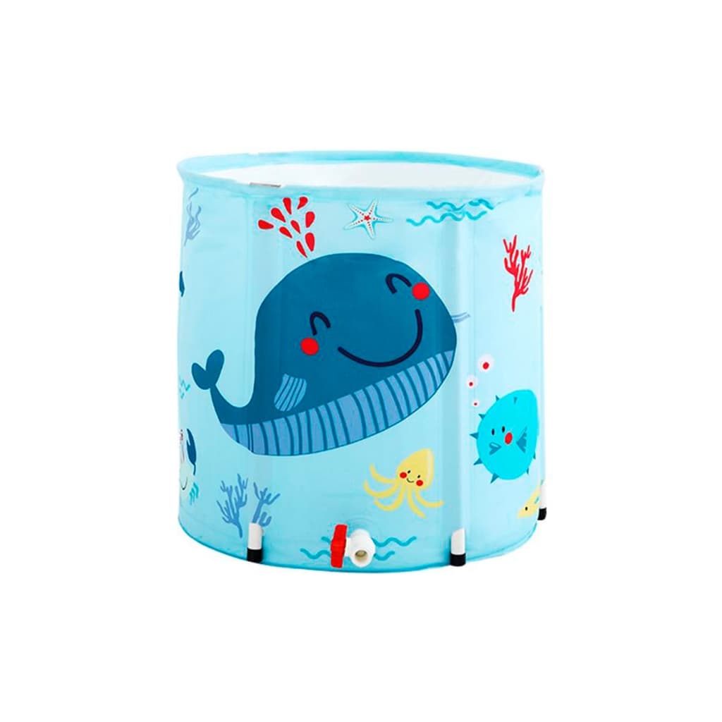 Banheira Bebê Infantil Dobrável Viagem Portátil Silicone Anti Derrapante Azul - Baby Pil