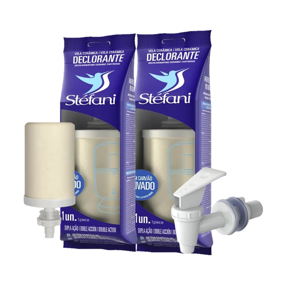 Kit 2 Velas Carvão Ativado São João Stefani + Torneira Click Para Filtros De  Barro E Filtros Gravidade Super Oferta