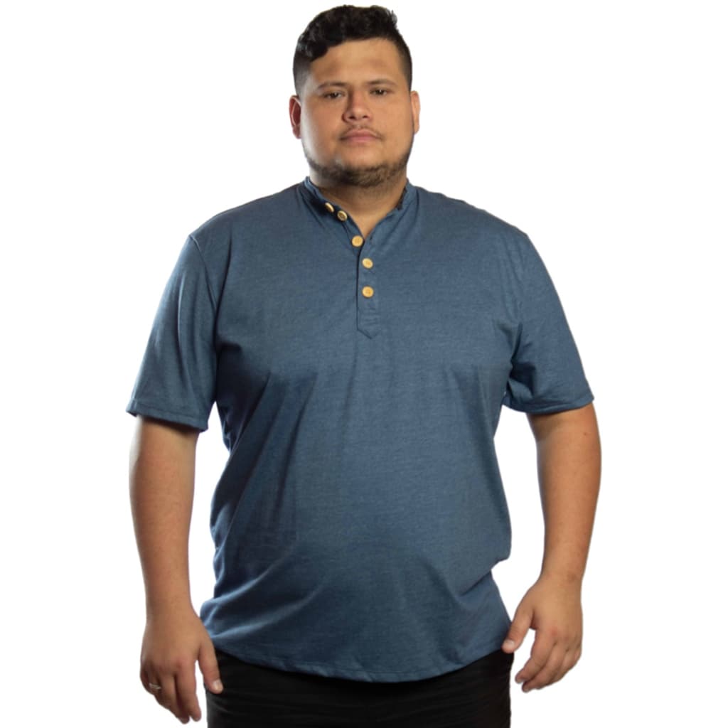 Camisa Gola Padre Masculina Plus Size com Botões em Madeira  GS one