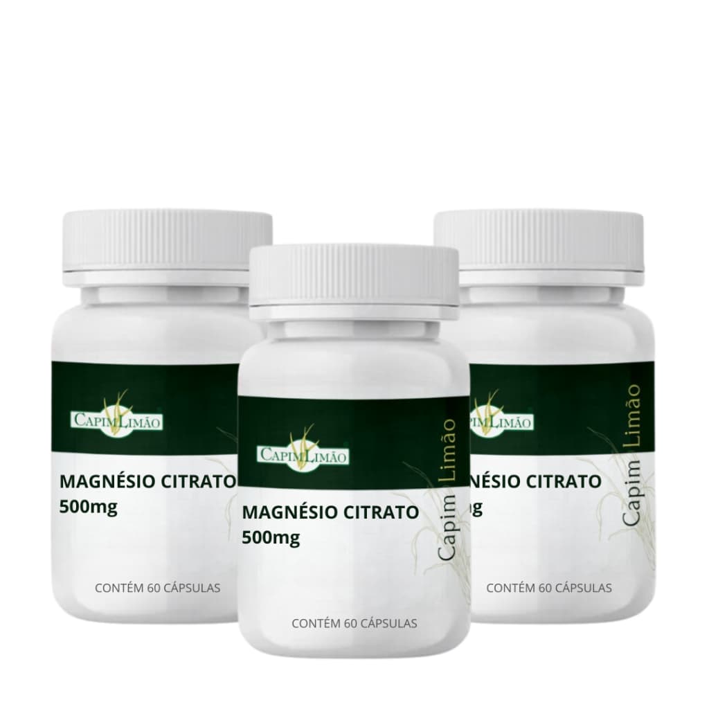 Magnésio Citrato 500mg 3 potes 60 caps