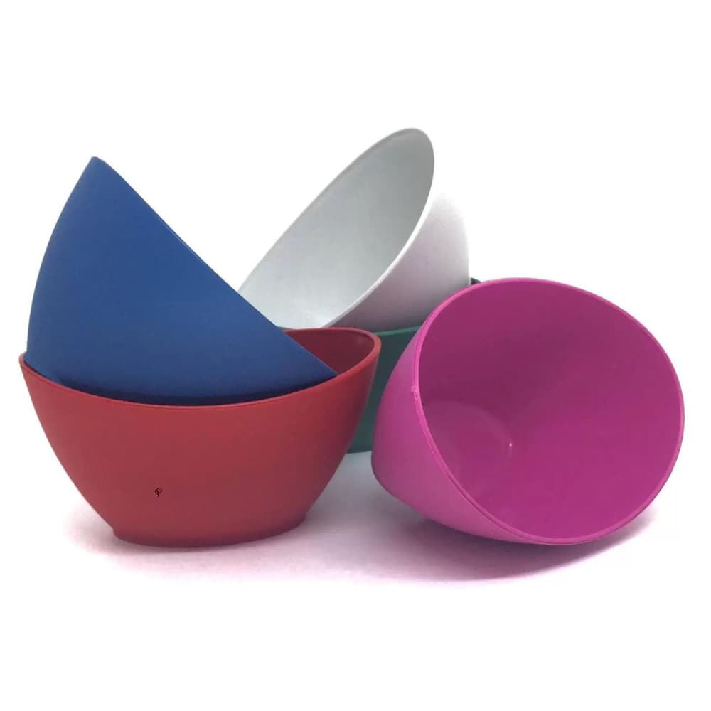 Kit 10 Tigelas Cumbuca Bowl Pote Oval - Plástico 480ml - Cores variadas