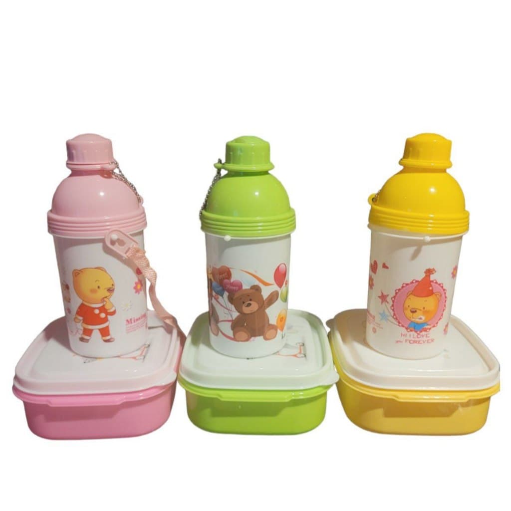 Marmita lancheira Infantil  talheres E Garrafa de 350 ml  para Criança 22x17