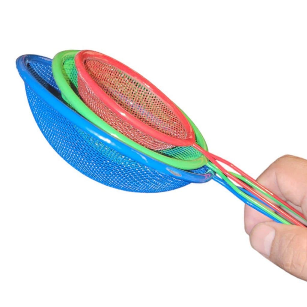 Peneira Colorida De Aço Kit 3 Peças Utensilio de Cozinha Coador De Ferro