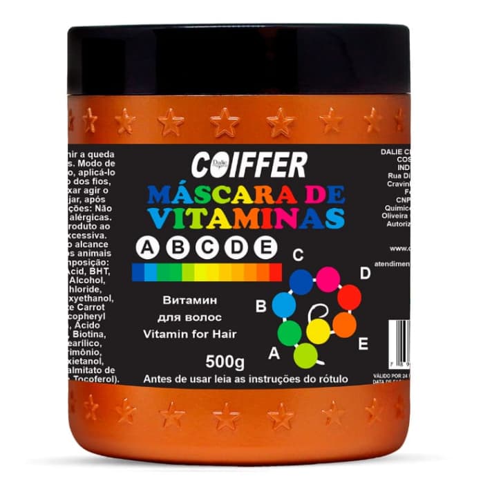 Máscara de Nutrição Vitaminas Coiffer 500g Tratamento Nutrição Previne Queda E Quebra