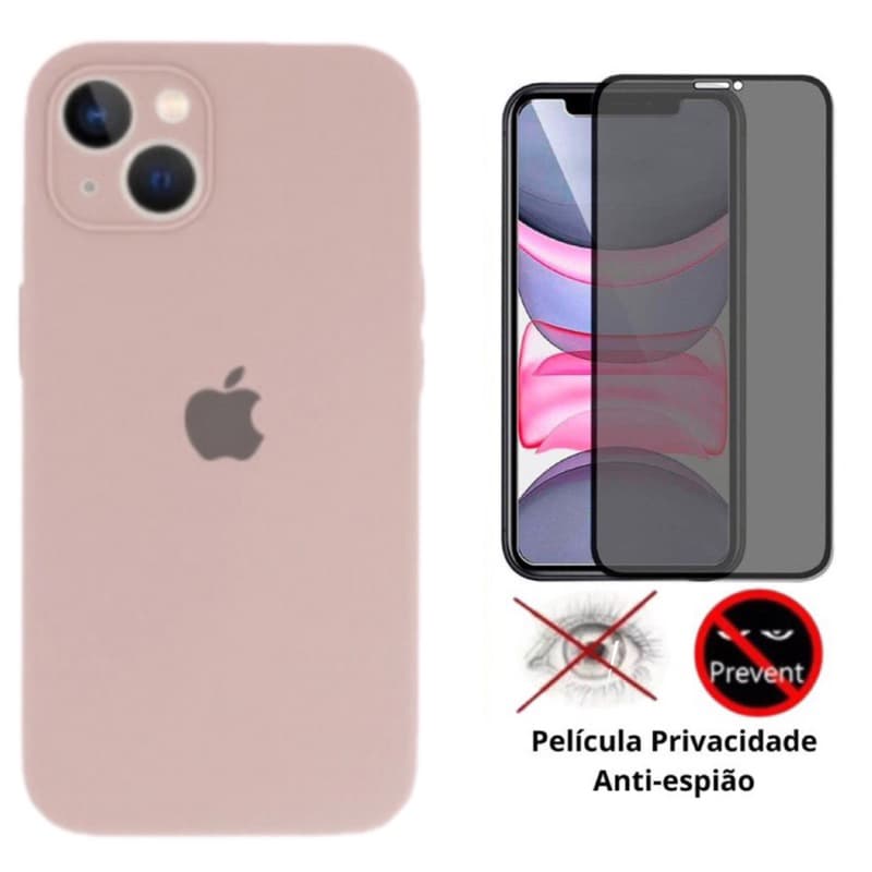 Kit Capa  cilicone aveludado alto qualidade proteção de câmera para iPhone 14 14pro  14promax  com película privacidade
