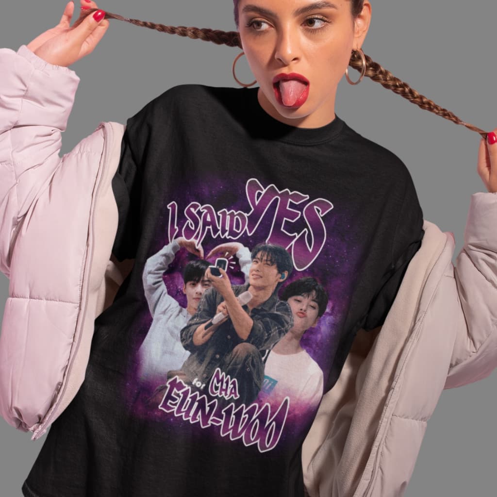 Camiseta Básica Cha Eunwoo i said yes Algodão