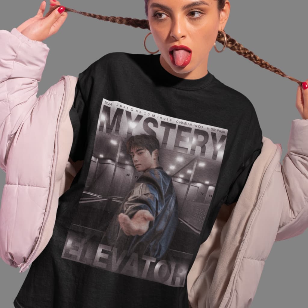Camiseta Básica Cha Eunwoo Mystery Elevator Algodão