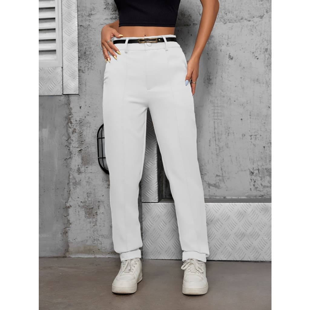 ADD MODA FEMININA-508 CALÇA SOCIAL, CINTURA ALTA, ACOMPANHA CINTO, MODERNA, ELEGANTE