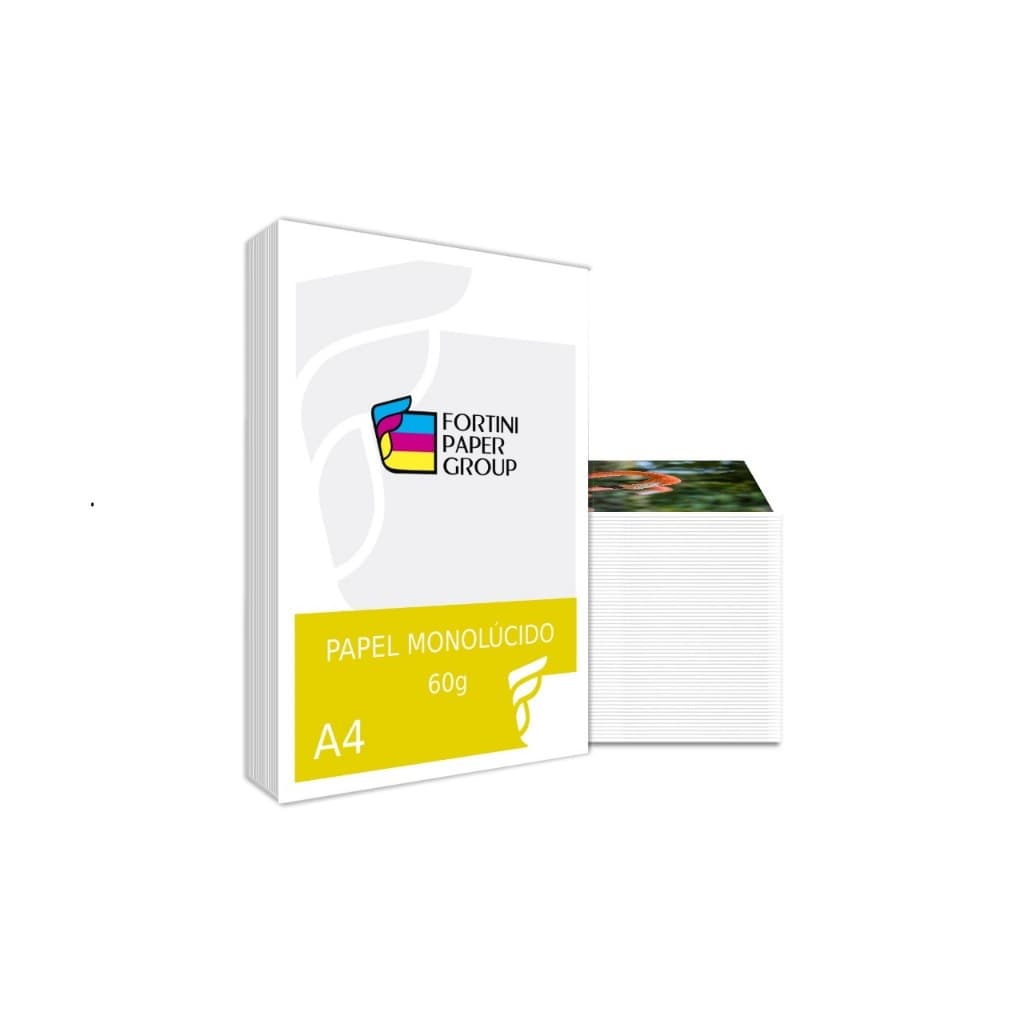 Papel Monolúcido Branco 60g A4 C/ 500 Folhas 1 Brilho Face Jato de Tinta e Laser