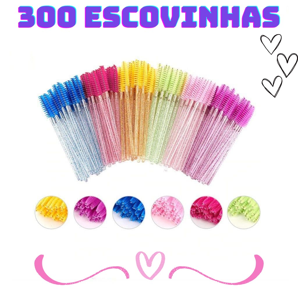 Escovinhas De Cílios Sobrancelha Glitter Extensão e Alongamento Descartável (100)