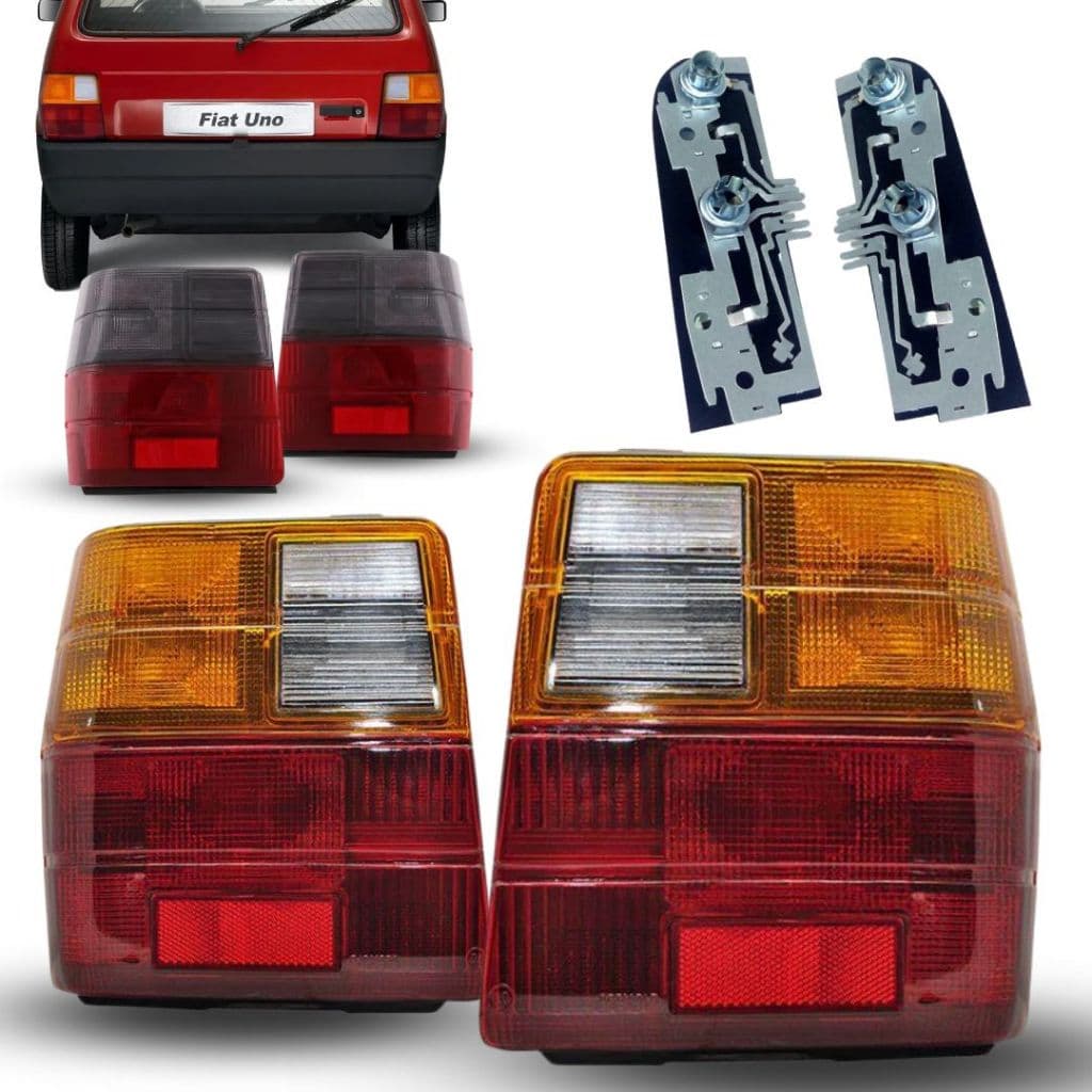 Lanterna Traseira + Circuito Uno 1984 A 2004 Fumê Ou Tricolor