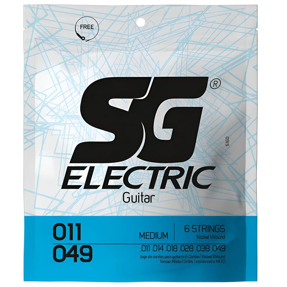Encordoamento Cordas Para Guitarra SG Strings 011 Nickel NPS Media Tensão