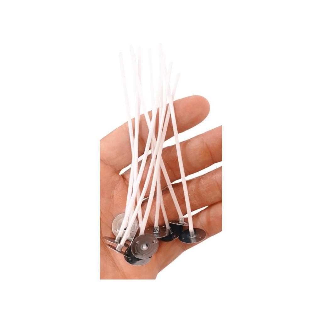 30  Pavios de algodão parafinado branco com ilhós 15mm para velas aromáticas