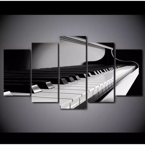 Quadro Mosaico 5 Peças Para Sala Pianista Piano Musicas
