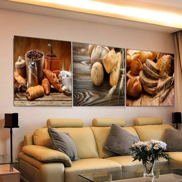 Quadro Mosaico Decorativo Pão, Café, Padaria 60x40cm