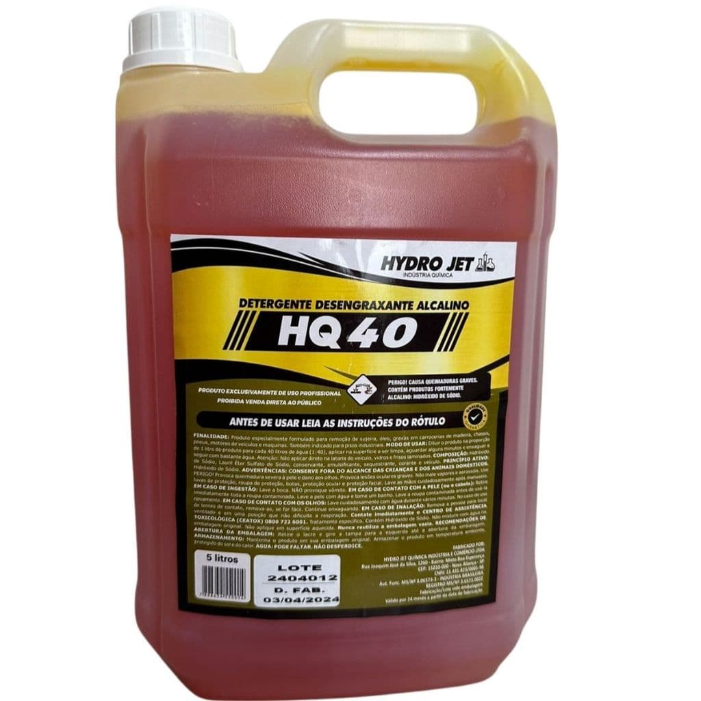 Solupan concentrado Detergente desengraxante HQ40 Uso geral Automotivo Limpeza Pesada 5L Hidro Jet