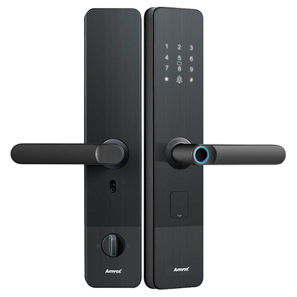 Fechadura Eletrônica Digital Amvox AFC 1000 Conexão WIFI Desbloqueio Código, Cartão, Digital e APP