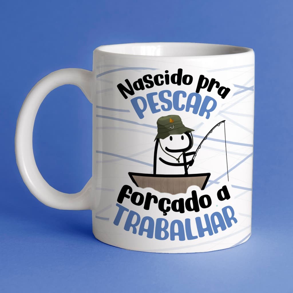 Caneca Dia dos Pais Personalizada Flork Bento Nascido Pra Pescar Forçado Divertida  OFERTA RELÂMPAGO