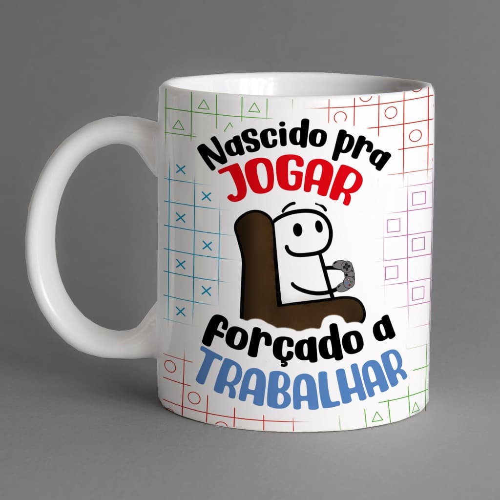 Caneca  Dia dos Pais Personalizada Nascido Pra Jogar Forçado A Trabalhar Divertida OFERTA RELÂMPAGO
