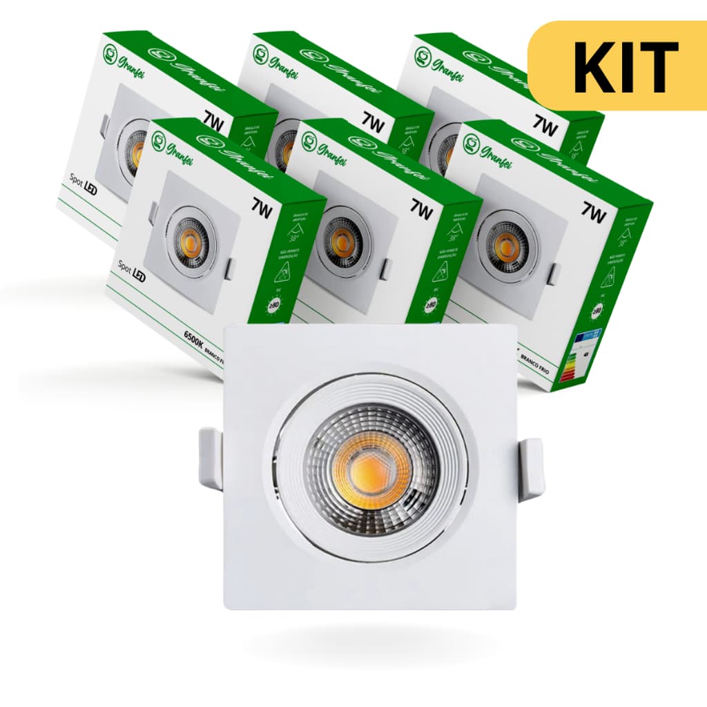 Spot Led 7W Luminária Quadrado Embutido Branco Frio Quente 3000k 6500k Bivolt