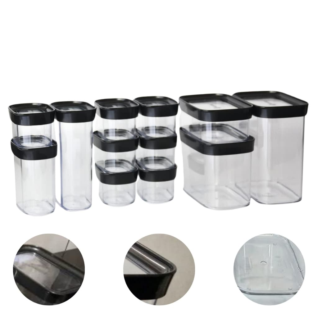 Kit cozinha 12 peças - Potes herméticos mantimentos Conjunto Pote Hermetico Organizadores Dispensa Transparente Tampa Alimentos Organizador Geladeira